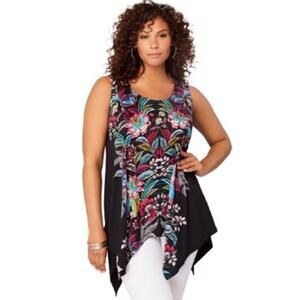 Roaman's Tunic Tank Top Womens 30W Super Soft Knit Sharkbite Hem Bollywood Tee